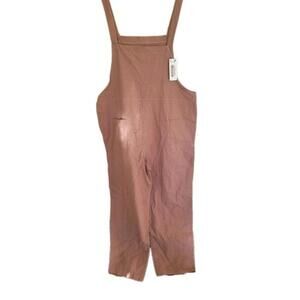 YESNO Brown Cotton Overalls Jumpsuit Barrel Lantern Leg Women's 3xlg Bohemian